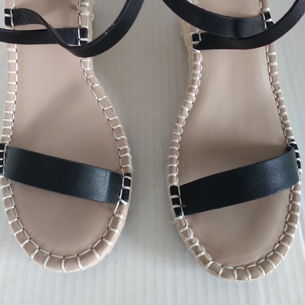 Charles by Charles David. Black Natural Nola Wedge Sandals 10M - Picture 9 of 12